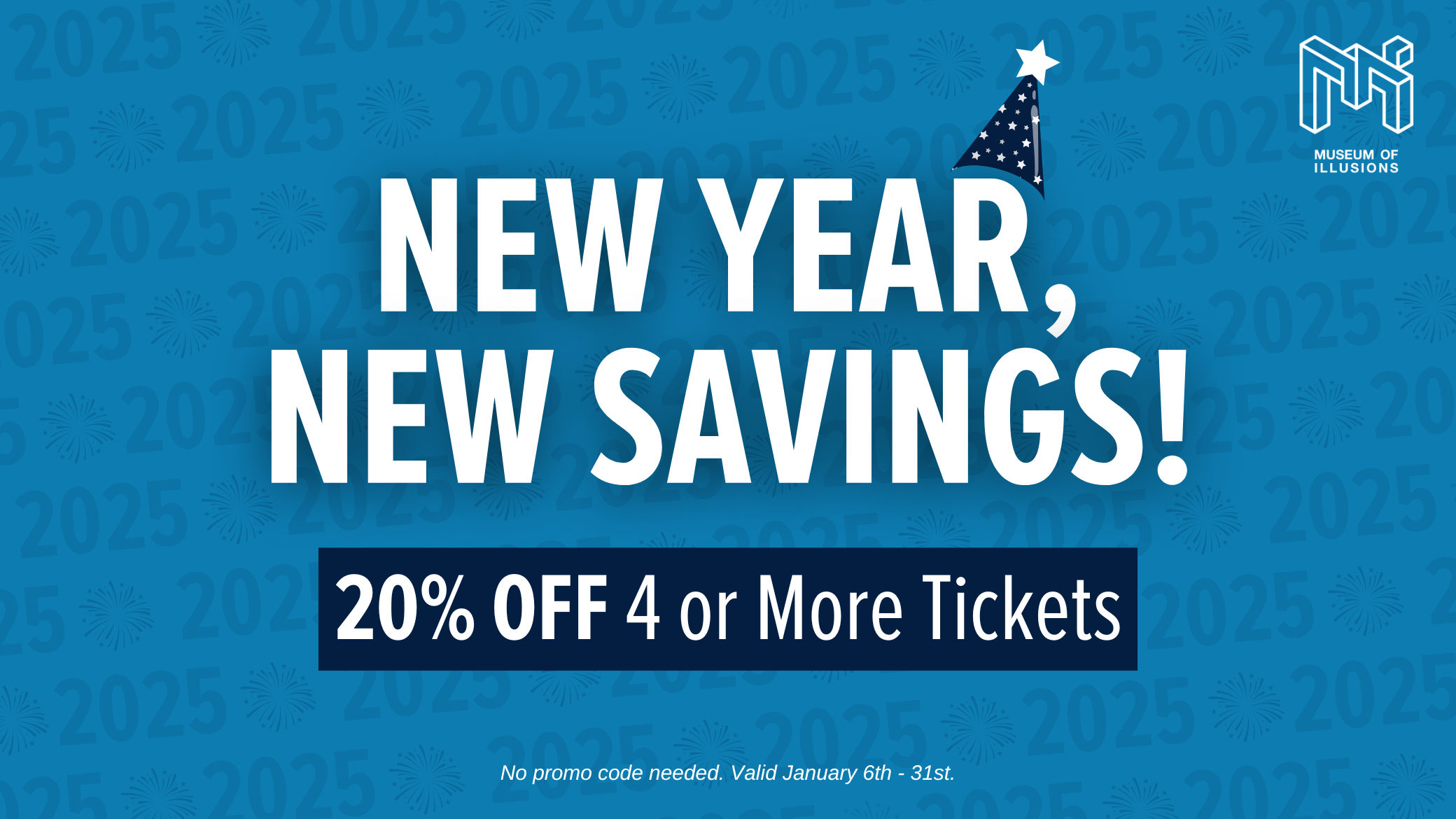 Kick off the New Year with 20% Off at Museum of Illusions! 1 20 Fam Pack 2080 x 1170
